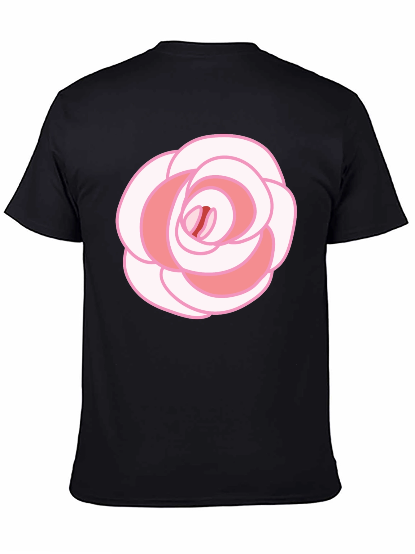 Rose Graphic T-Shirt - Black Cotton Blend