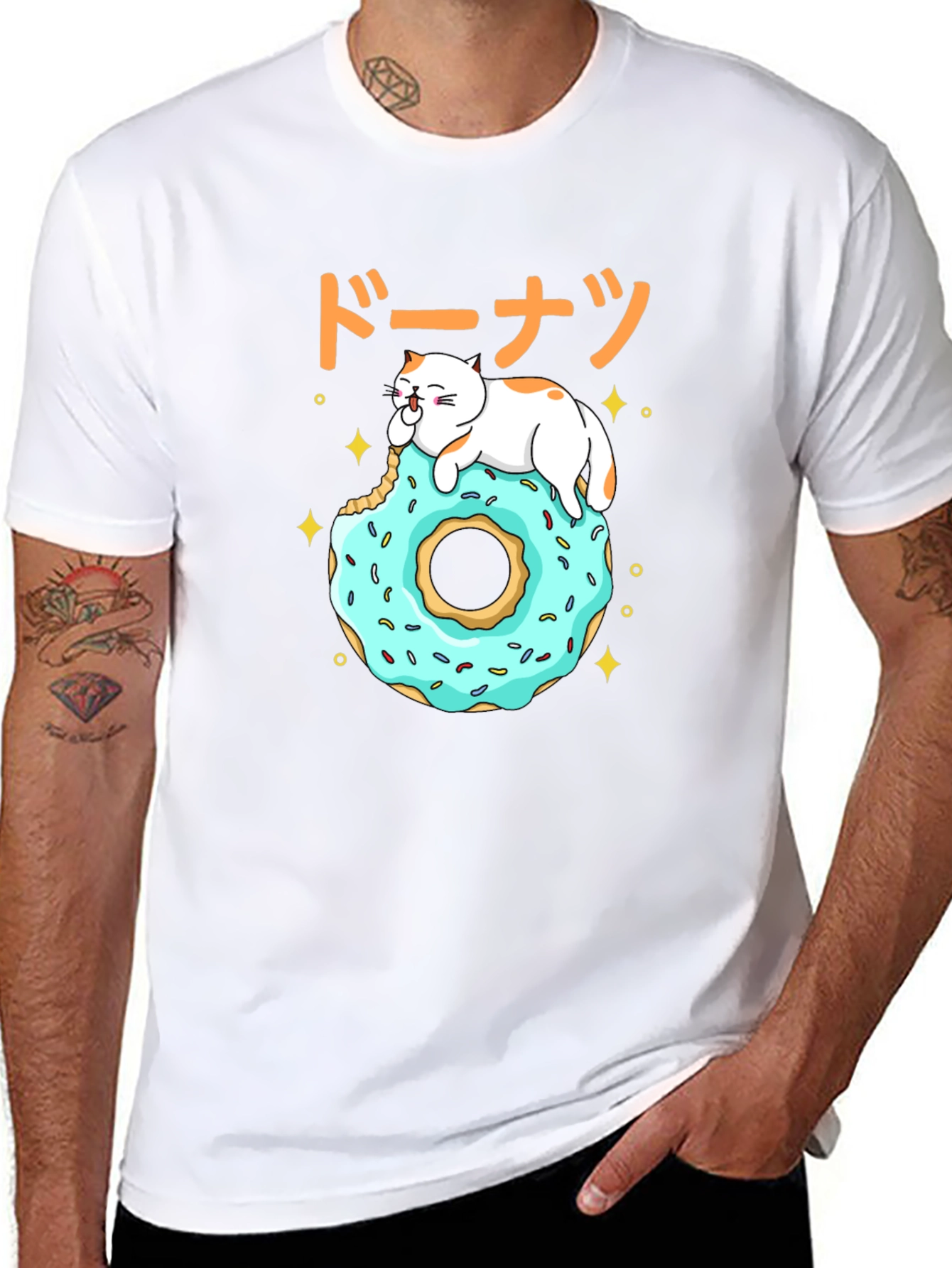 Cat on Donut T-Shirt - Kawaii Japanese Style
