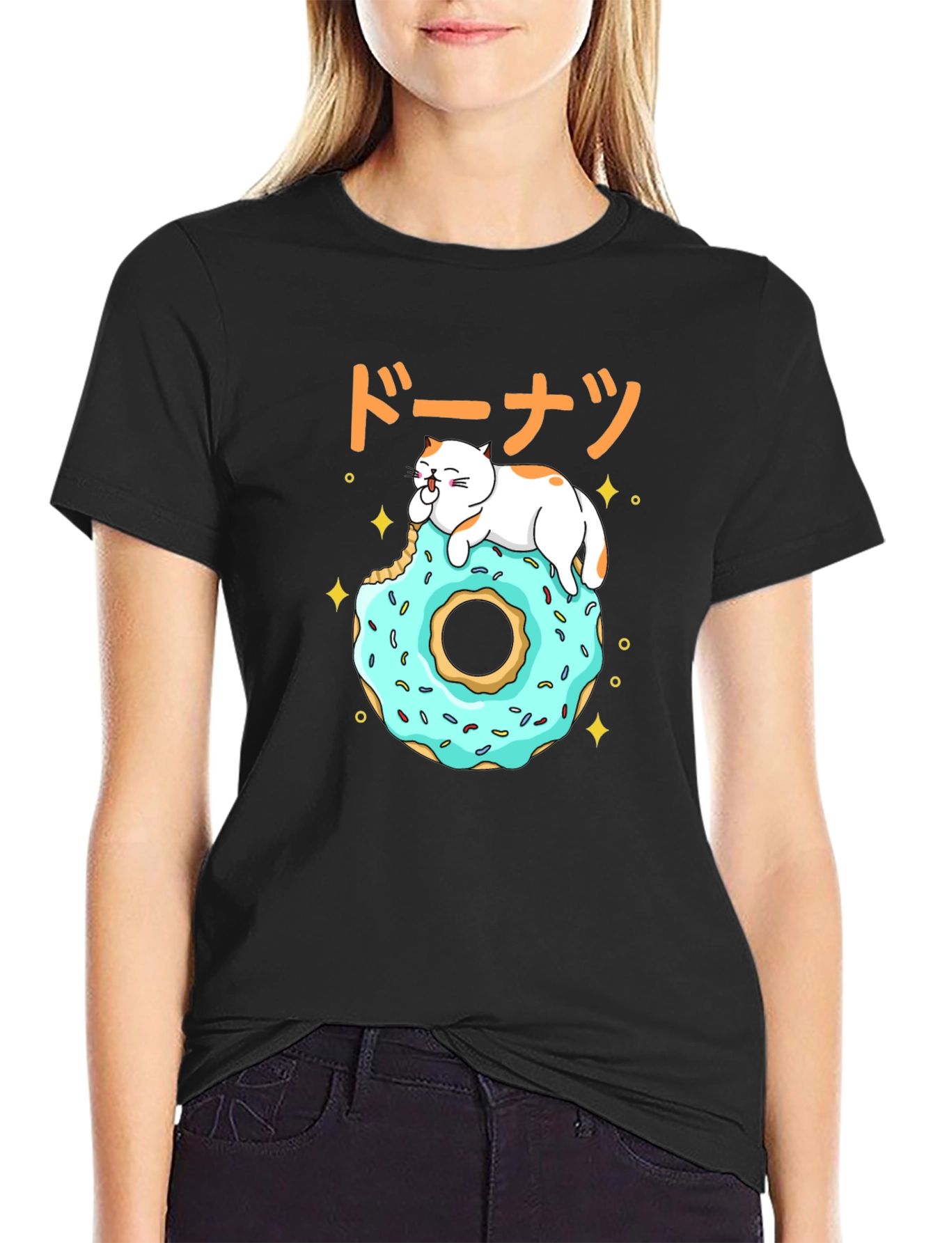 Cat on Donut T-Shirt - Kawaii Japanese Style