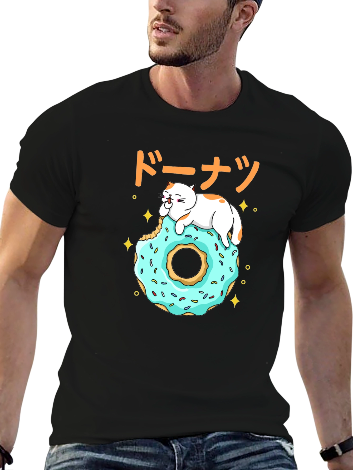 Cat on Donut T-Shirt - Kawaii Japanese Style