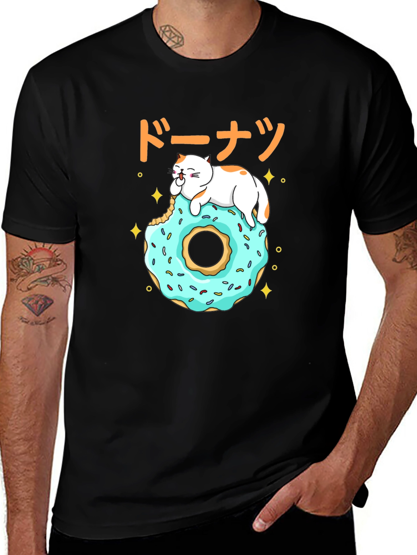 Cat on Donut T-Shirt - Kawaii Japanese Style