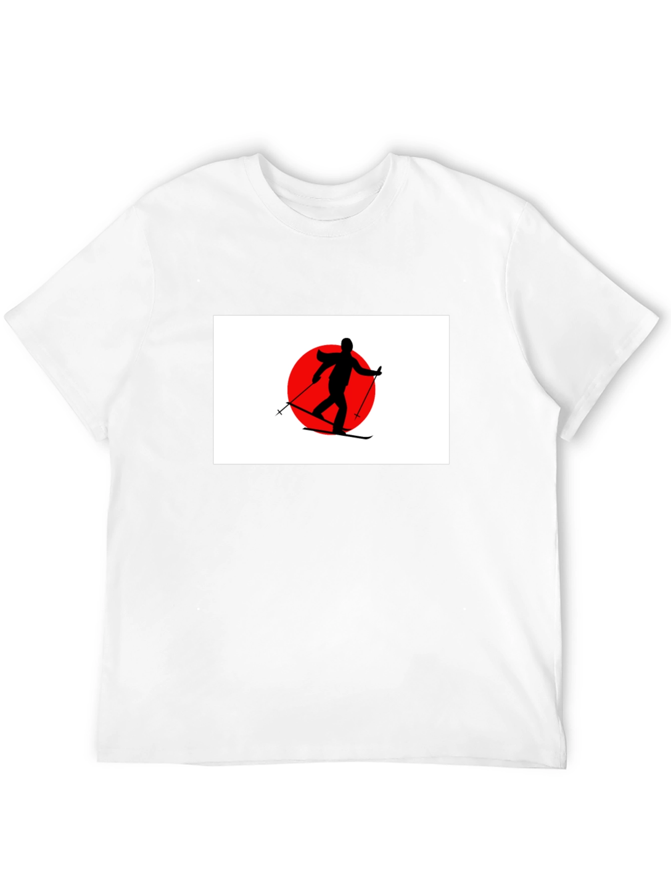 Skier Graphic T-Shirt: Japan Flag Inspired Design