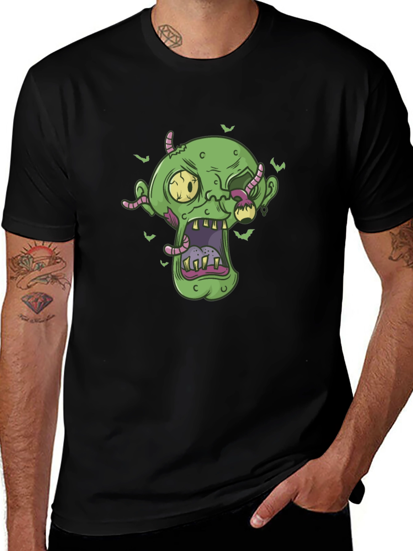 Zombie Head Halloween Graphic Tee