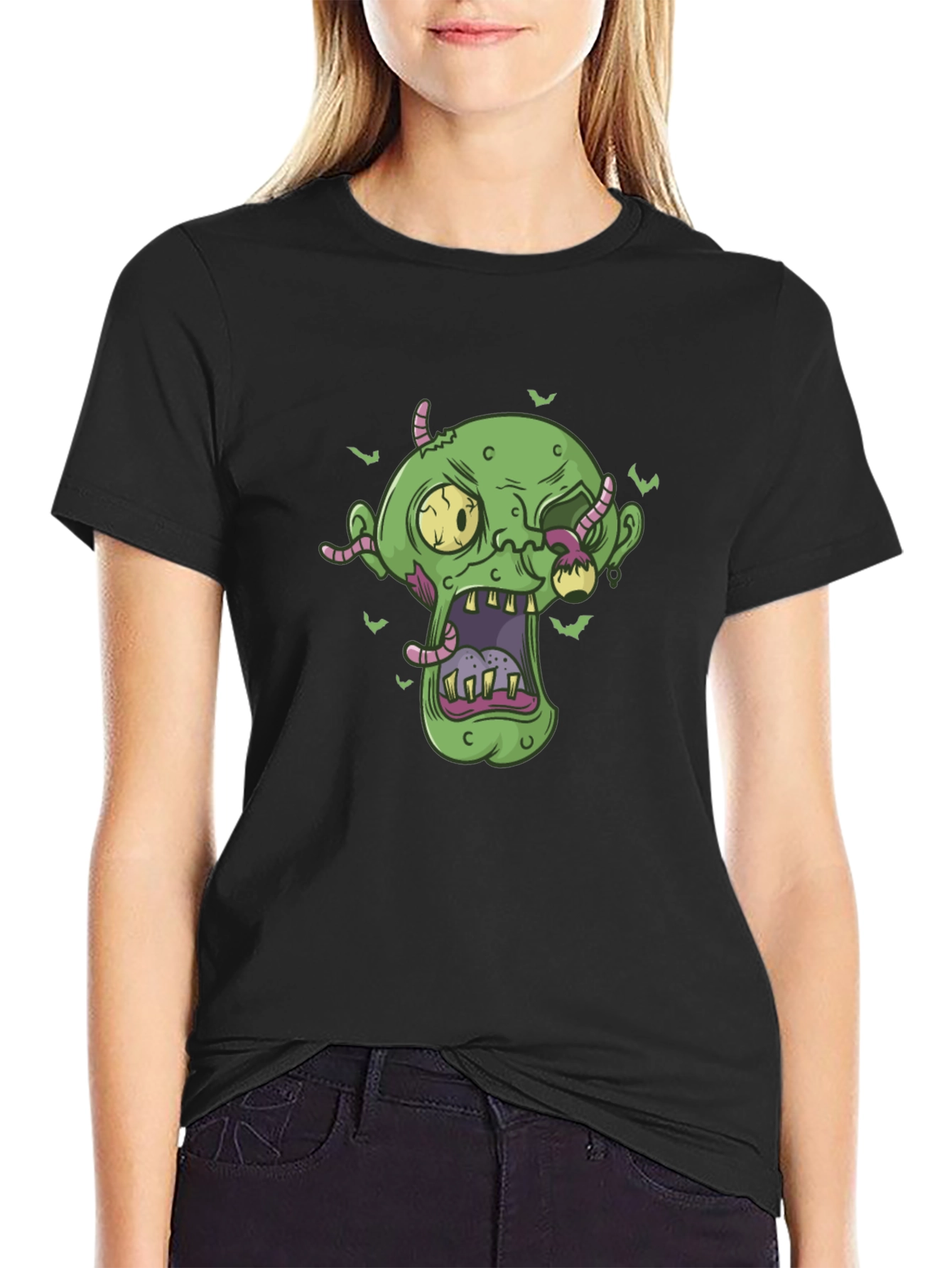 Zombie Head Halloween Graphic Tee