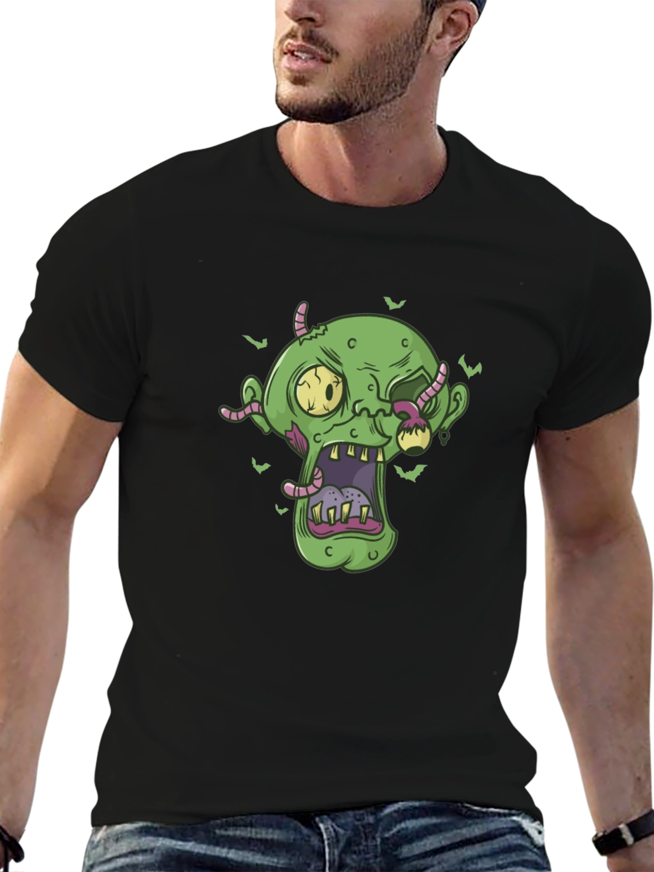 Zombie Head Halloween Graphic Tee