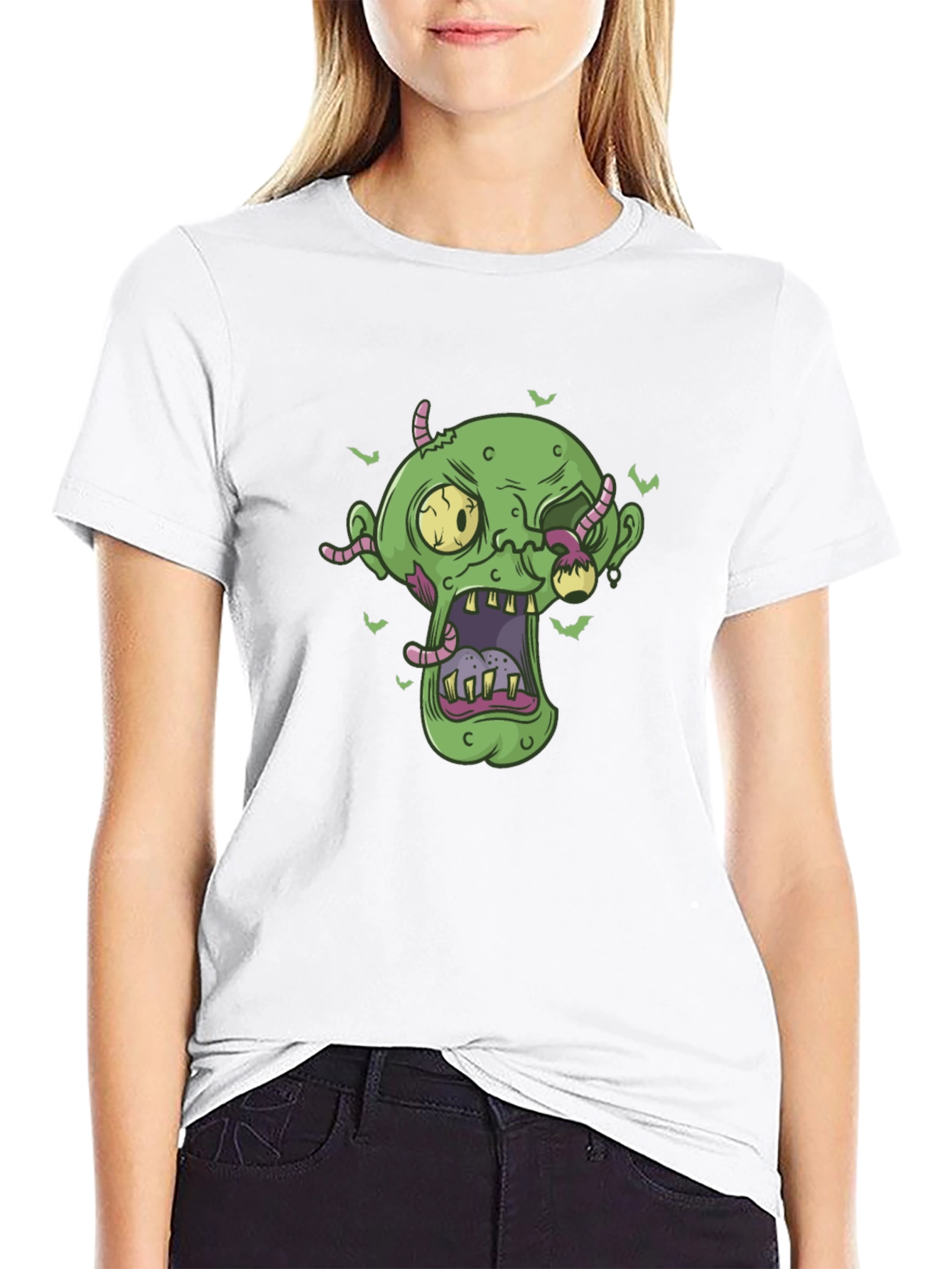 Zombie Head Halloween Graphic Tee