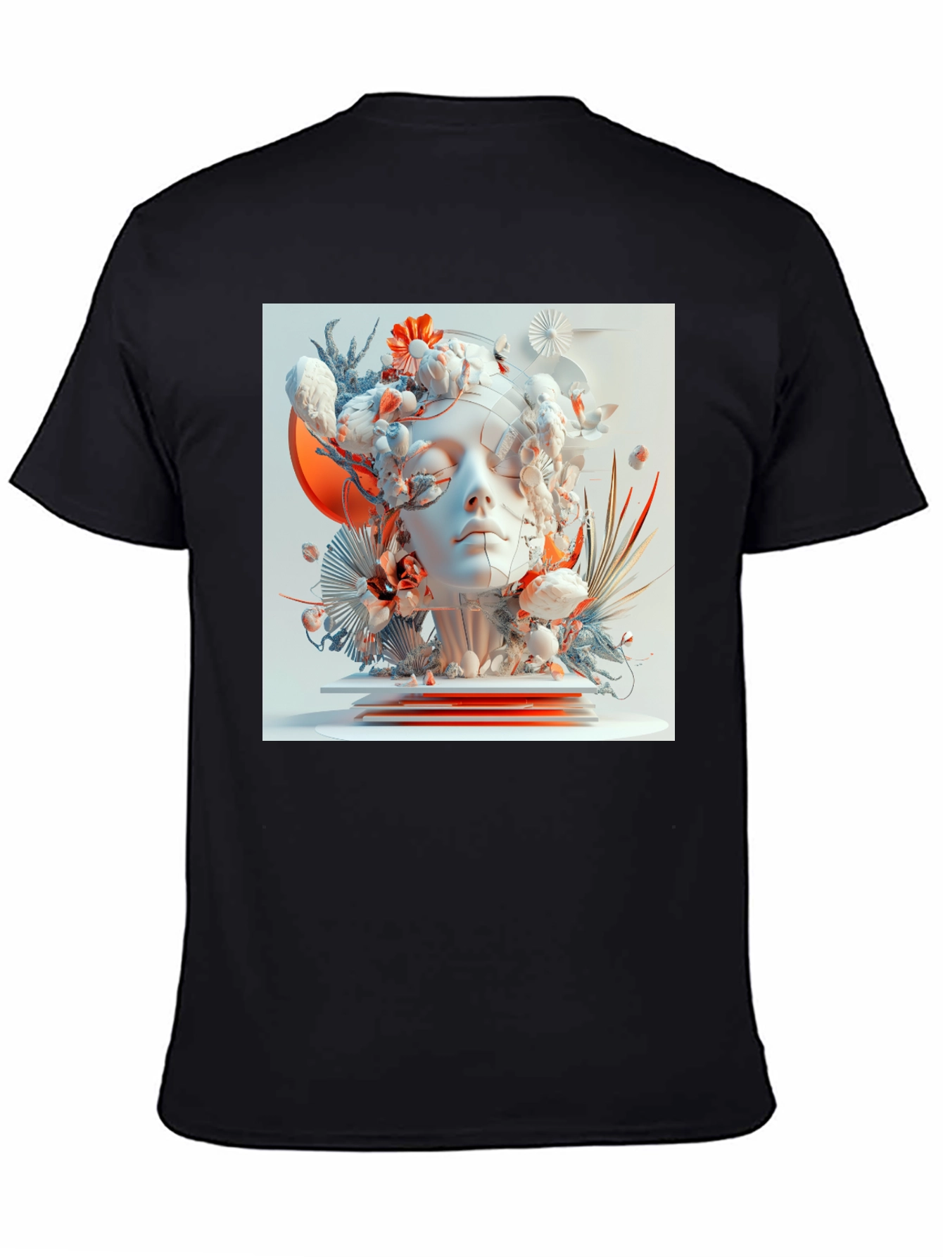 Abstract Floral Face Black Graphic Tee