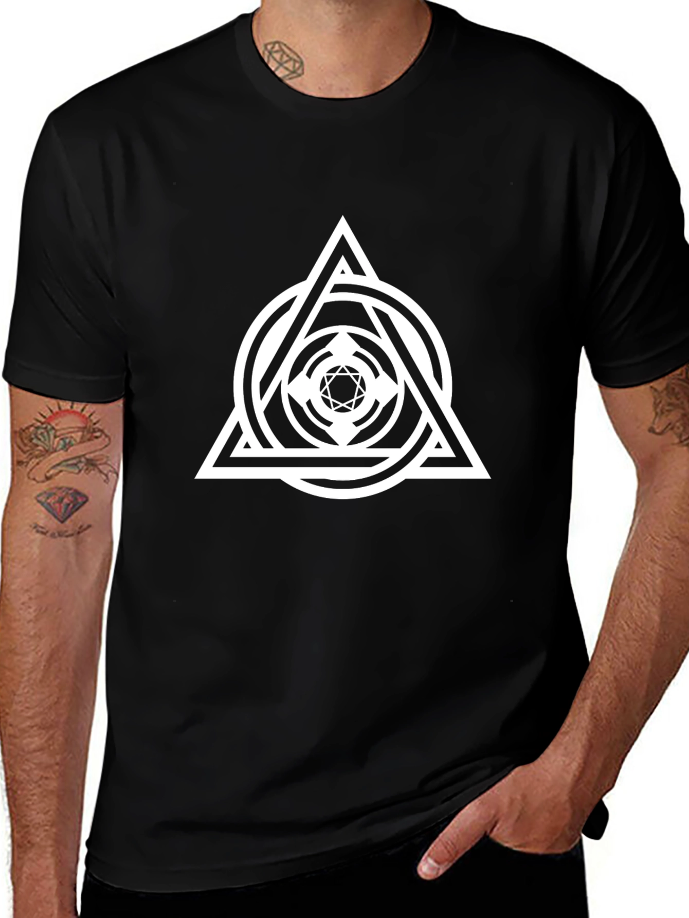 Geometric Symbol Black T-Shirt