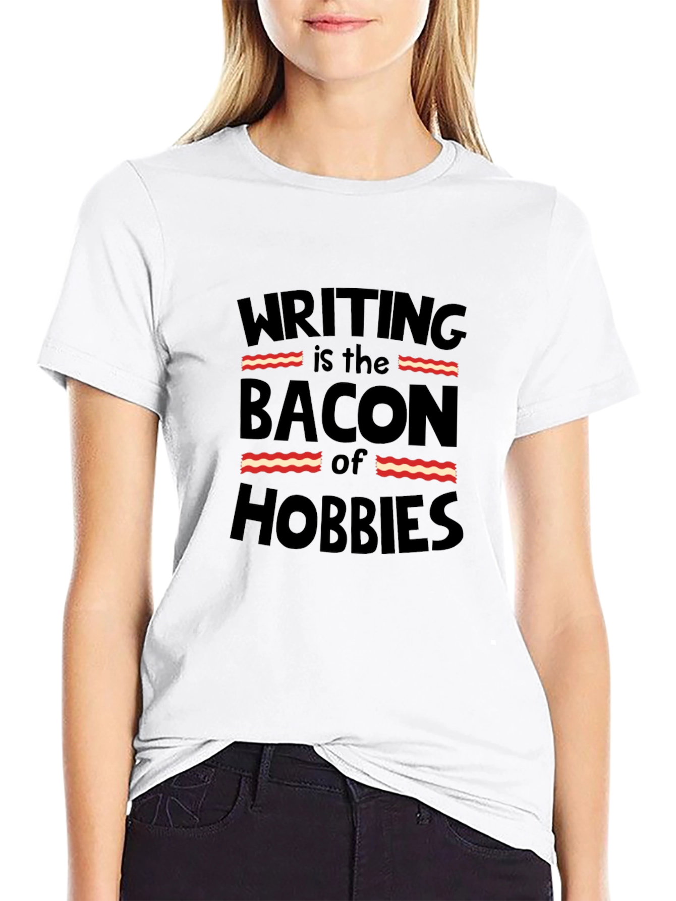 Writing is the Bacon of Hobbies Black Graphic Tee