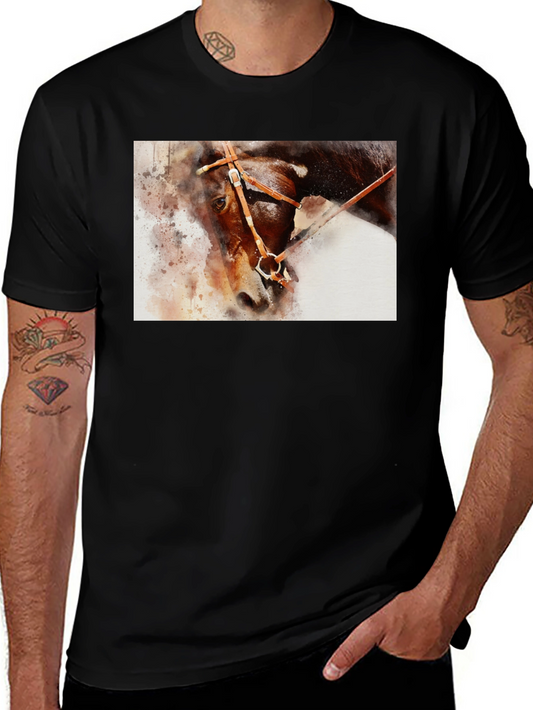 Horse Painting Graphic Black T-Shirt