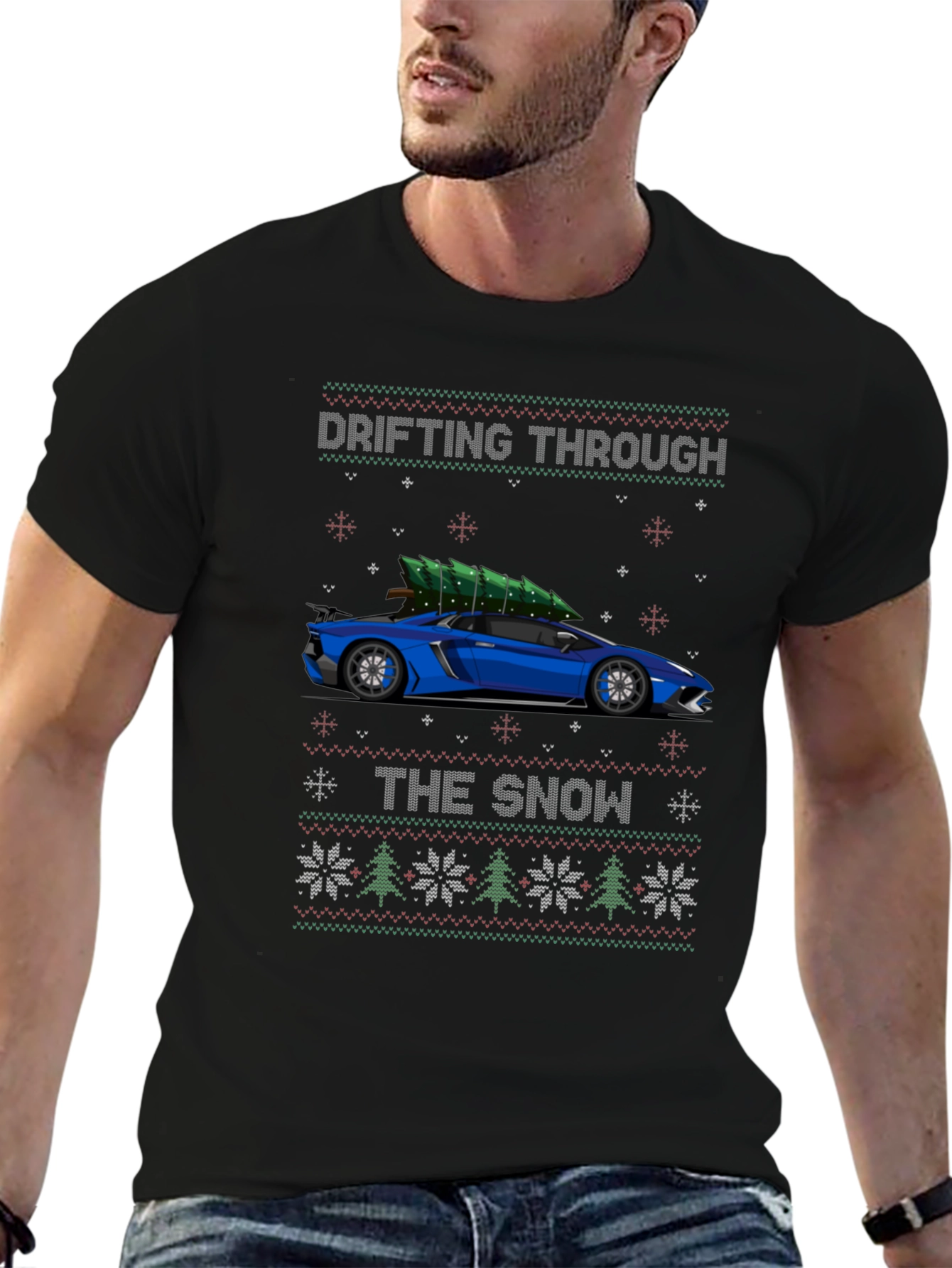 Drifting Through the Snow Car Christmas T-Shirt