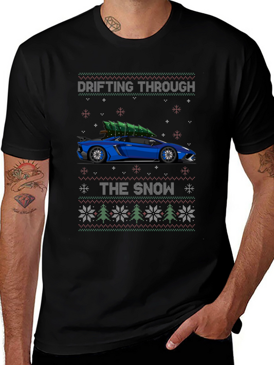Drifting Through the Snow Car Christmas T-Shirt