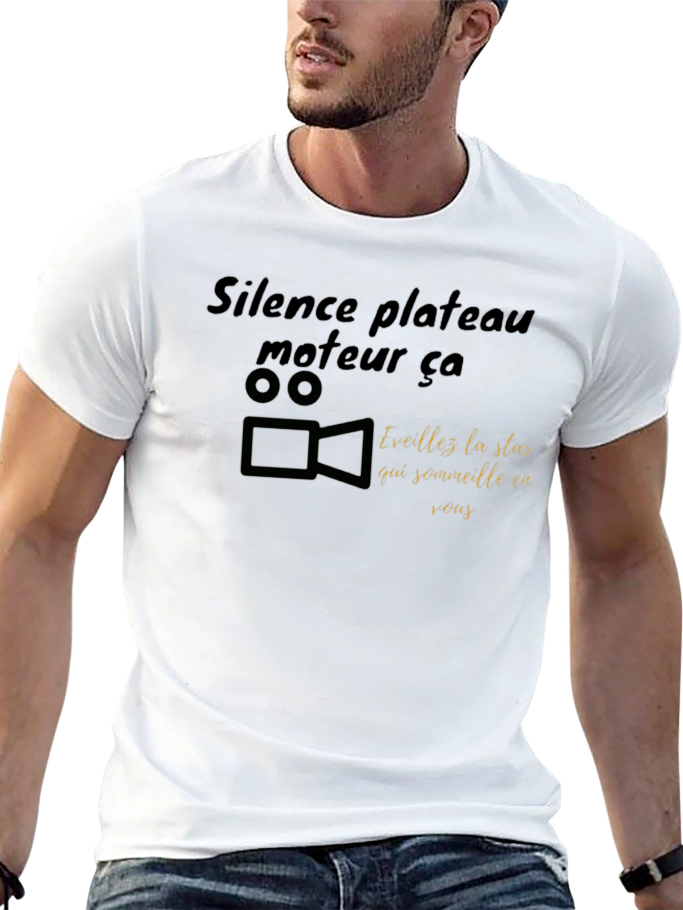 Black T-Shirt with Movie Theme Graphic