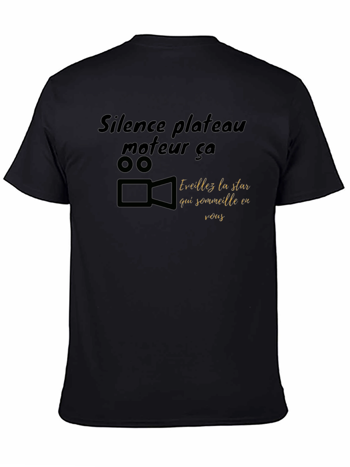 Black T-Shirt with Movie Theme Graphic