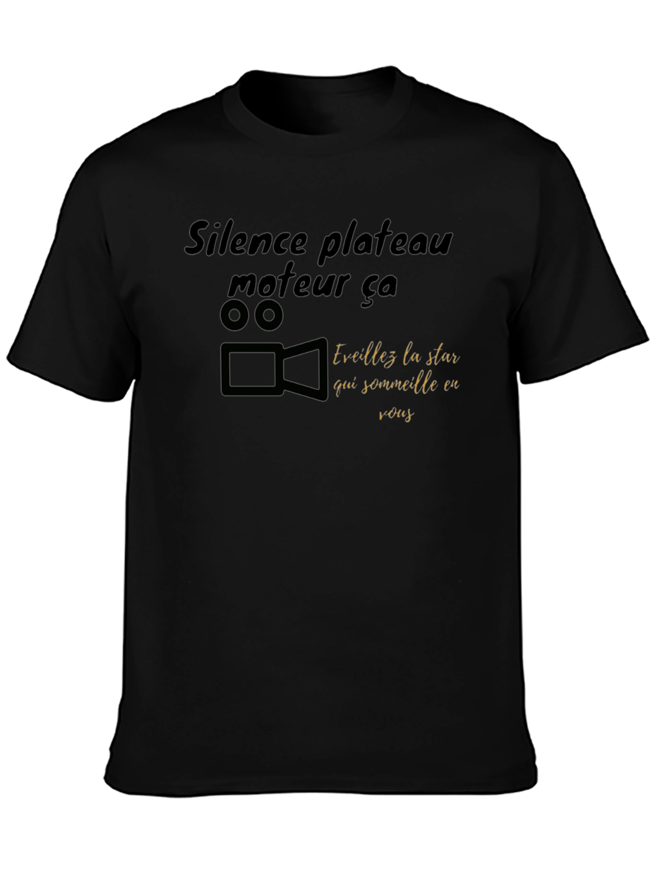 Black T-Shirt with Movie Theme Graphic