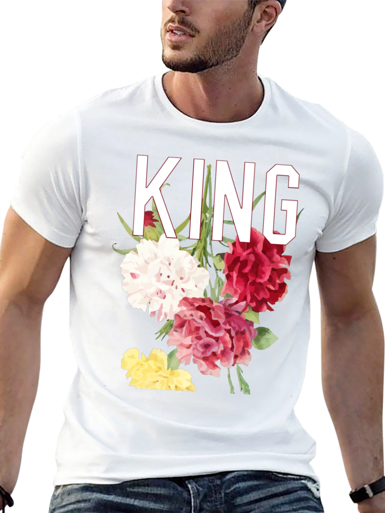 Floral King Graphic T-Shirt - Stylish Mens Tee