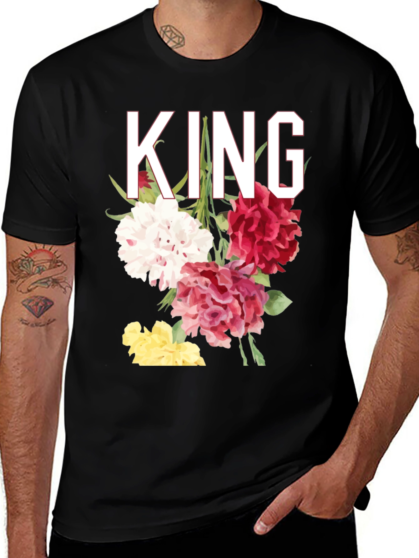 Floral King Graphic T-Shirt - Stylish Mens Tee
