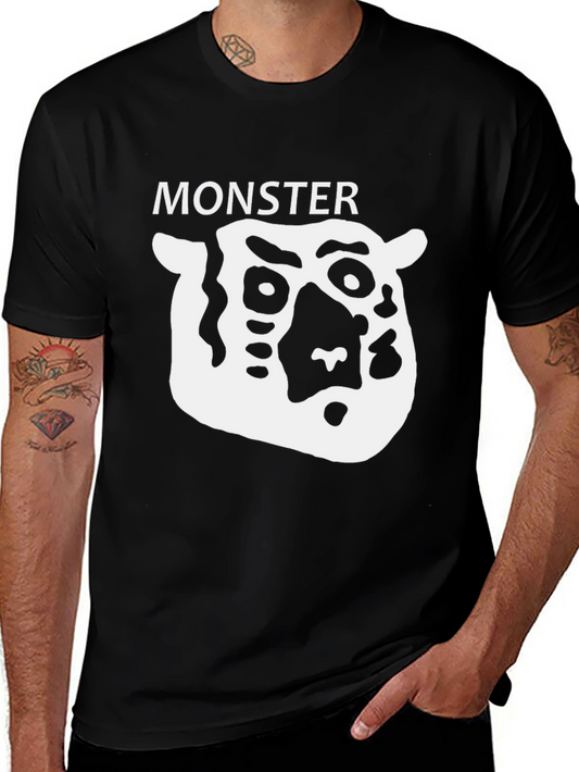 Monster Graphic Tee - Black Cotton T-Shirt