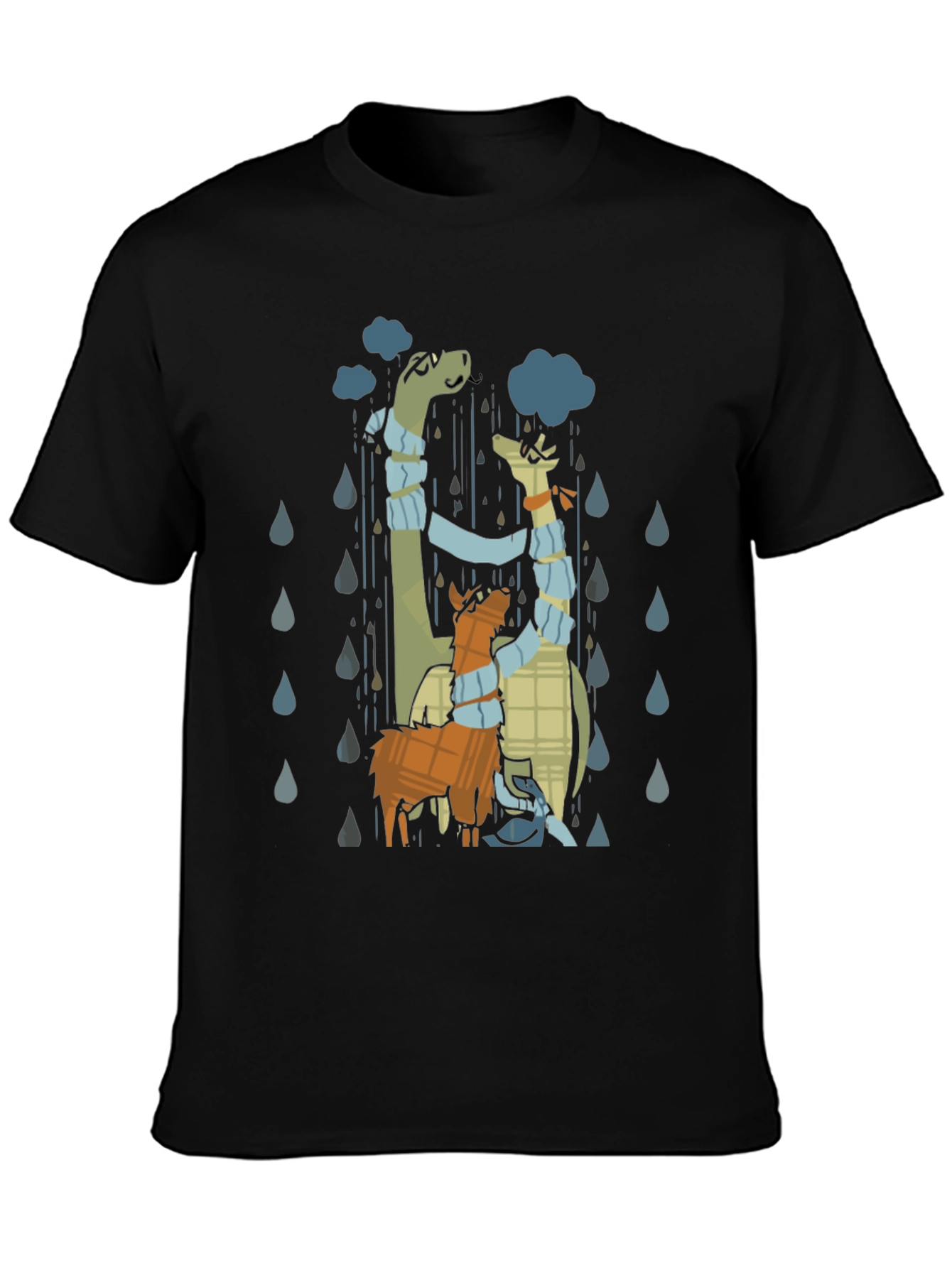 Rainy Day Dino & Llama Graphic T-Shirt