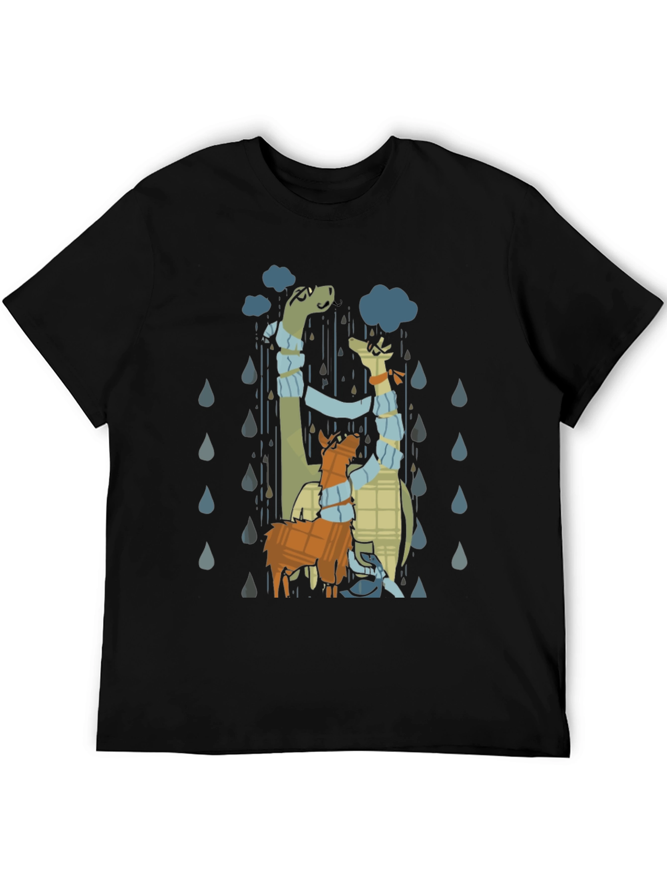 Rainy Day Dino & Llama Graphic T-Shirt