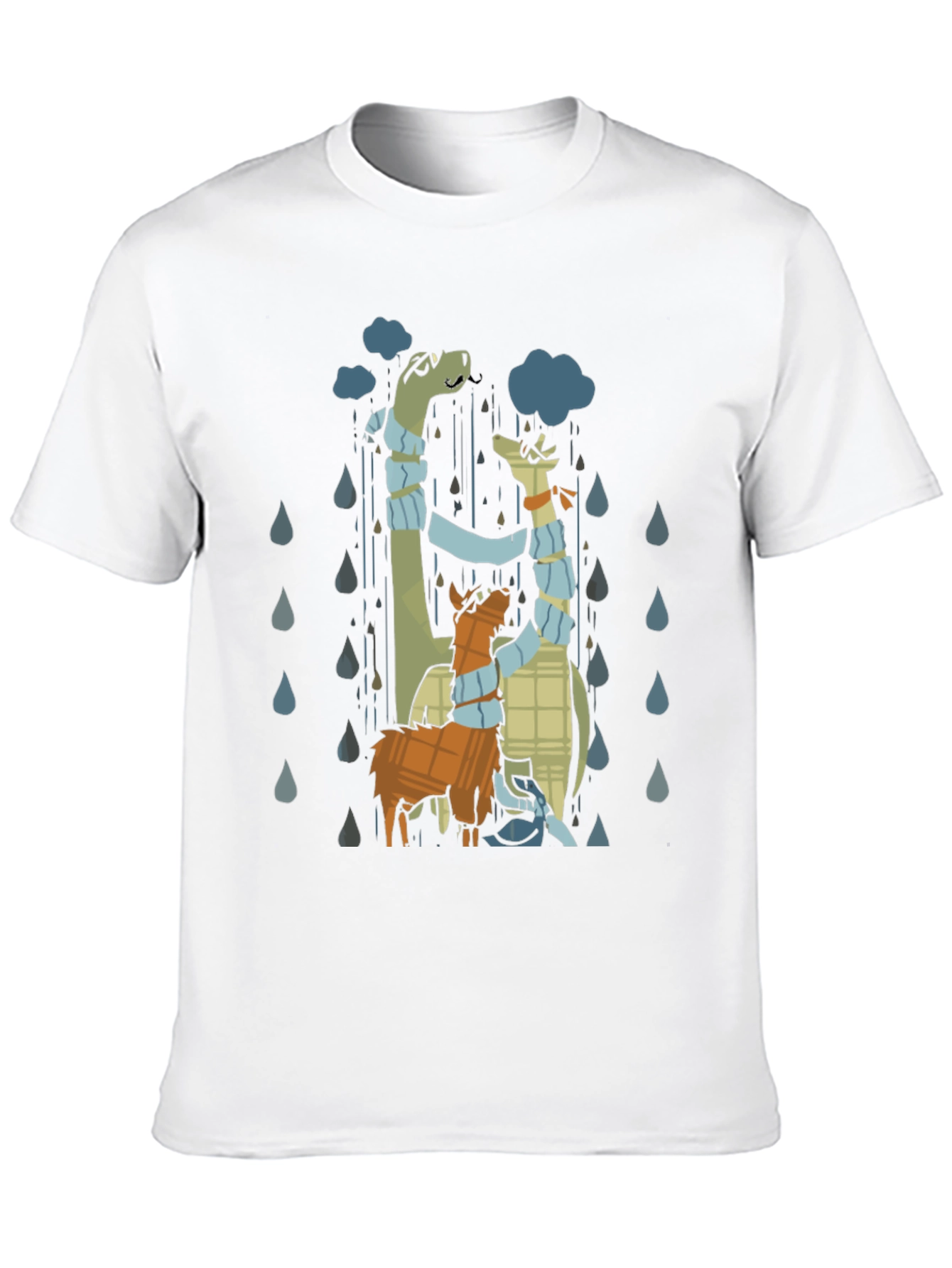 Rainy Day Dino & Llama Graphic T-Shirt
