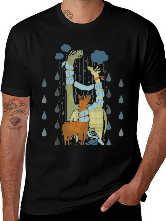 Rainy Day Dino & Llama Graphic T-Shirt