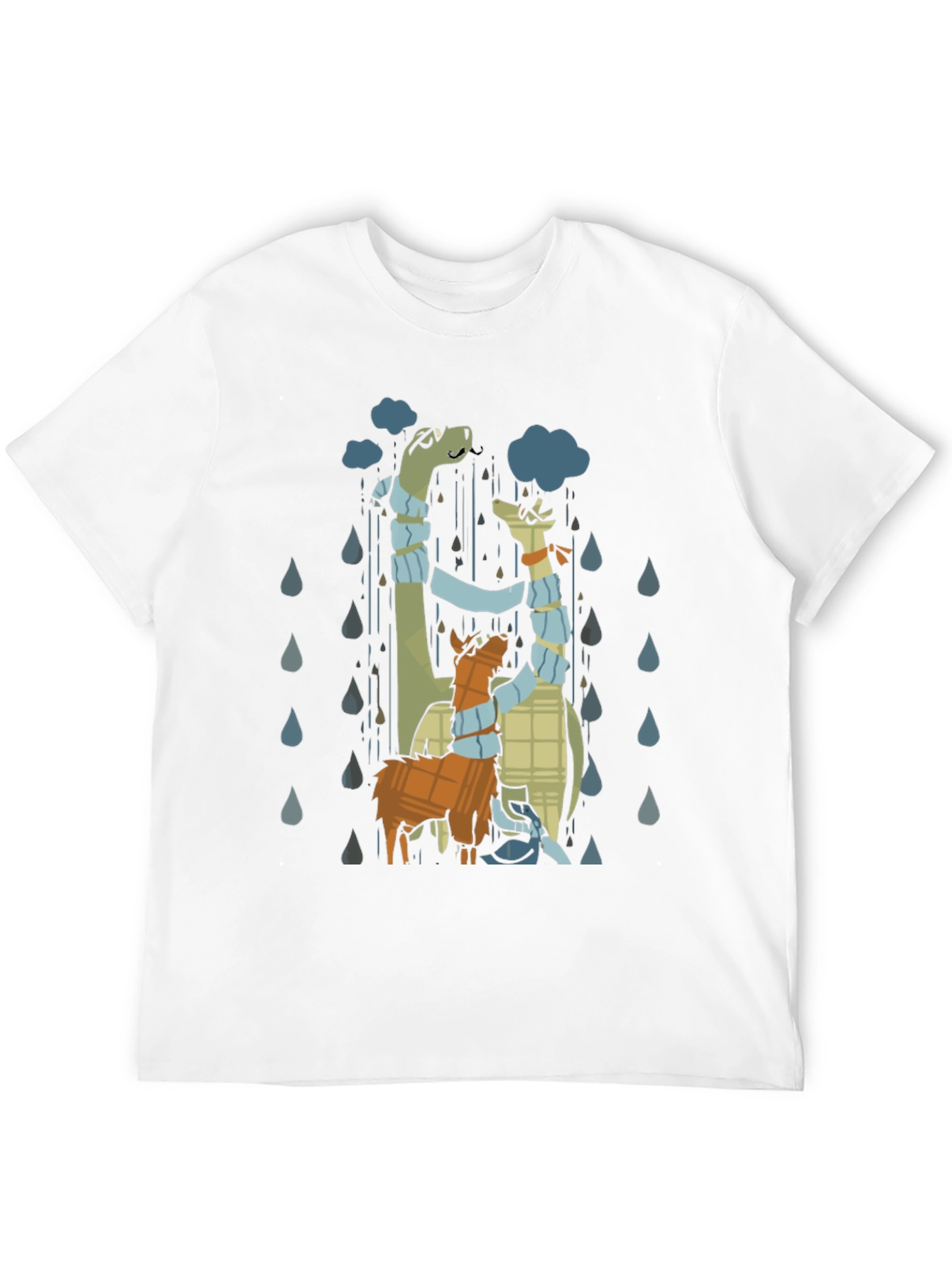 Rainy Day Dino & Llama Graphic T-Shirt