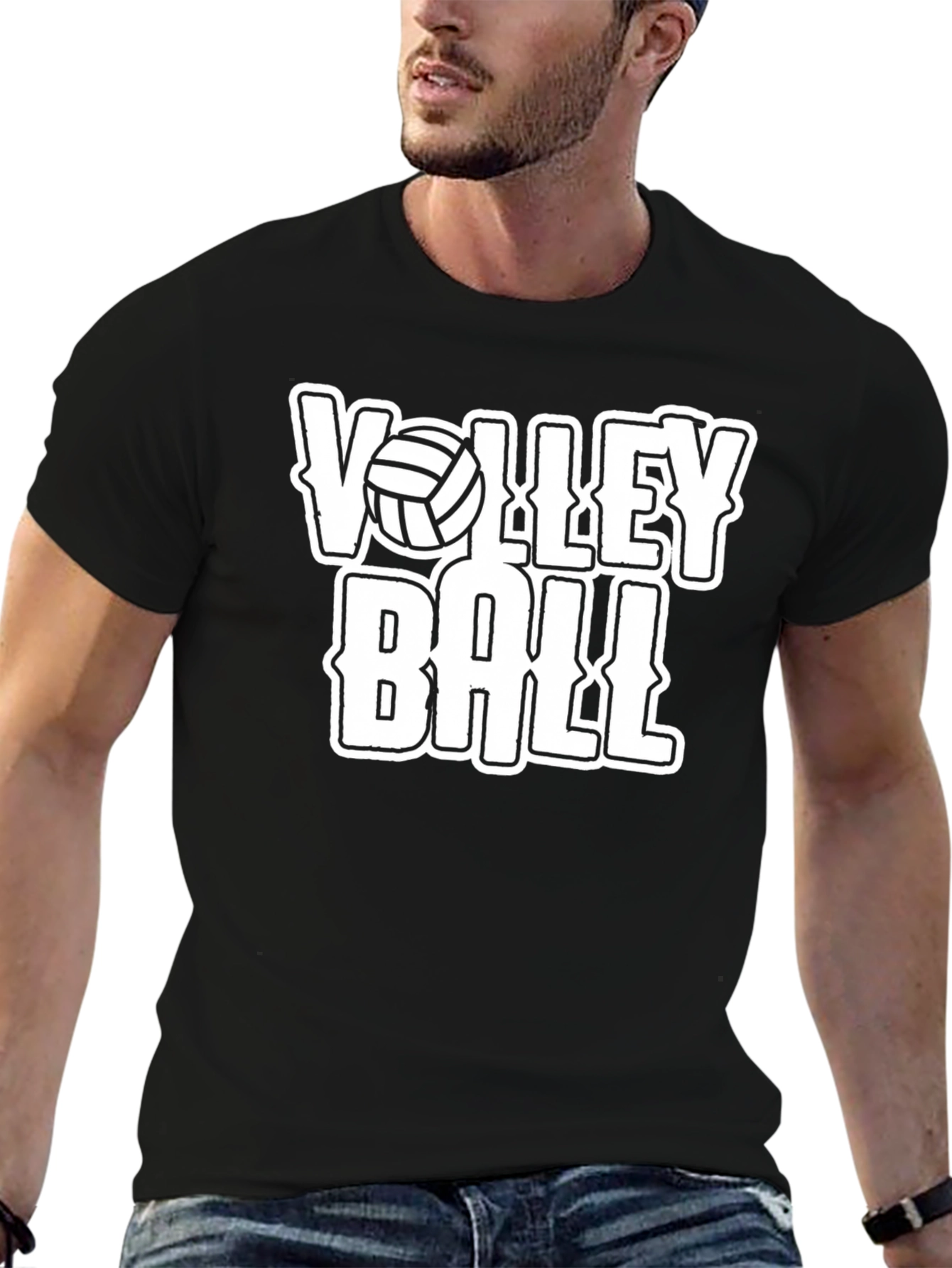 Volleyball Graphic T-Shirt - Black Cotton Tee