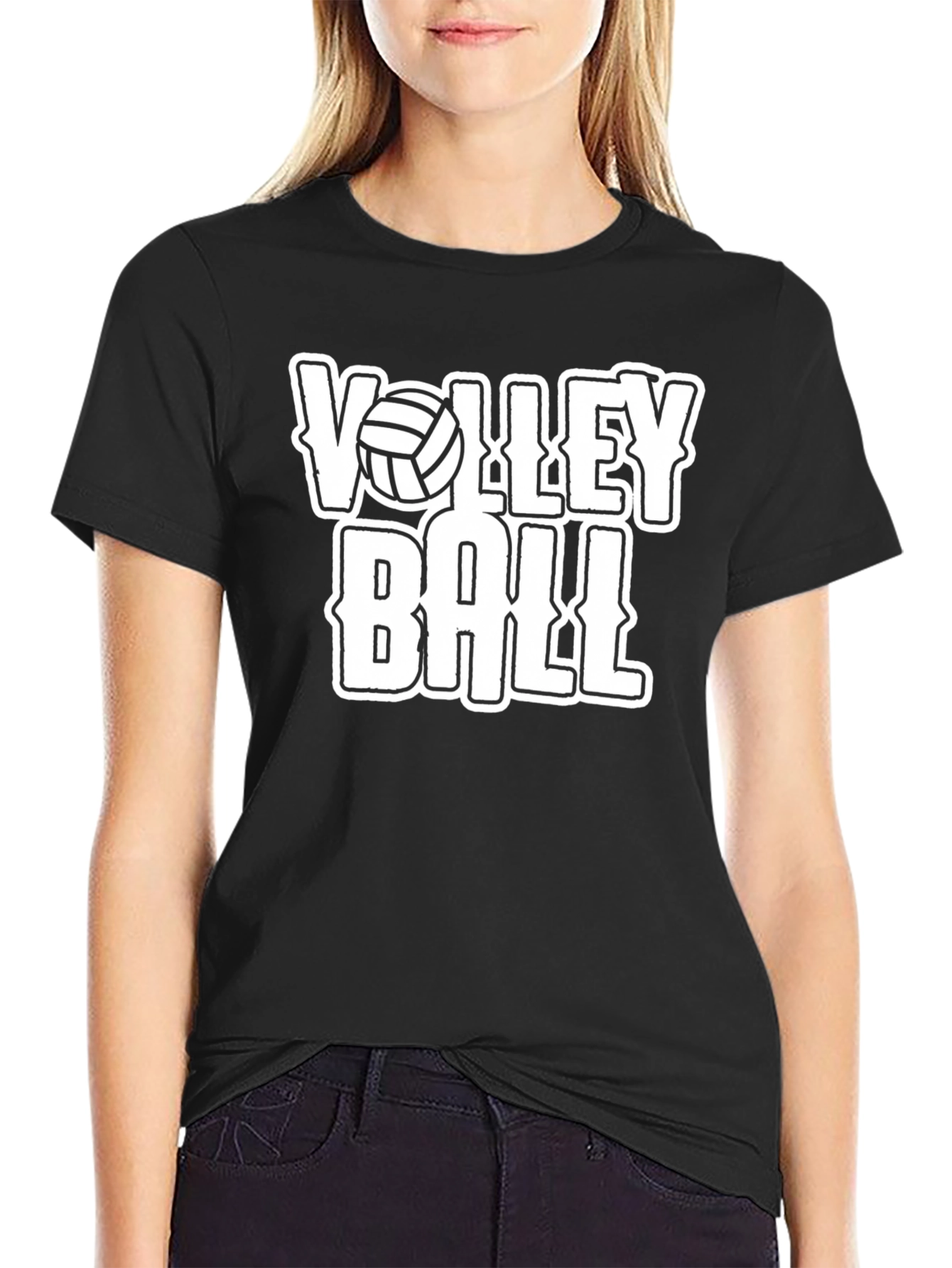 Volleyball Graphic T-Shirt - Black Cotton Tee