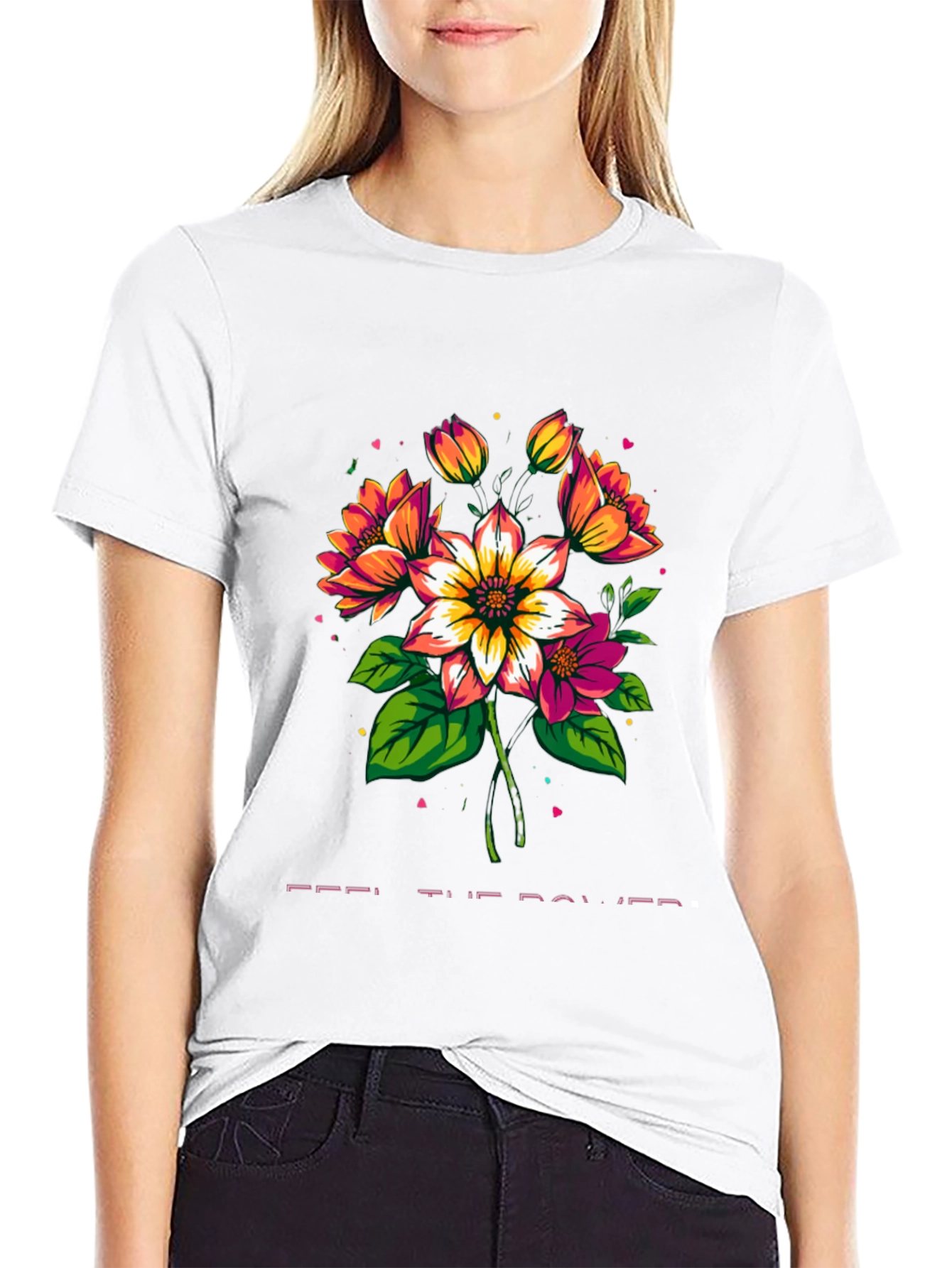 Floral Power Tee - Artistic Graphic Print