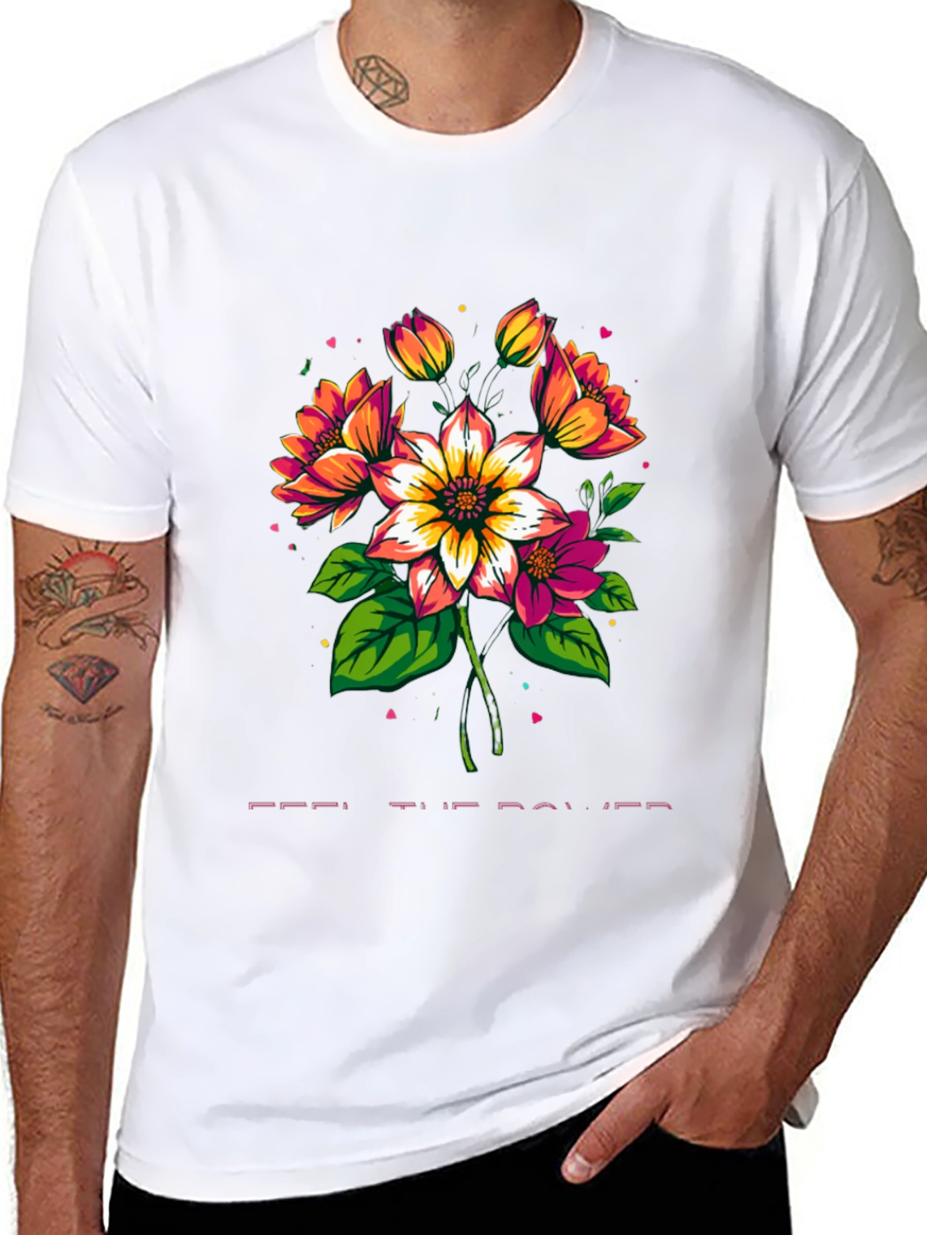 Floral Power Tee - Artistic Graphic Print