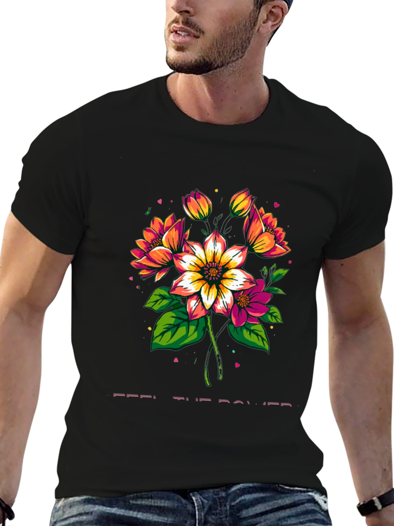 Floral Power Tee - Artistic Graphic Print