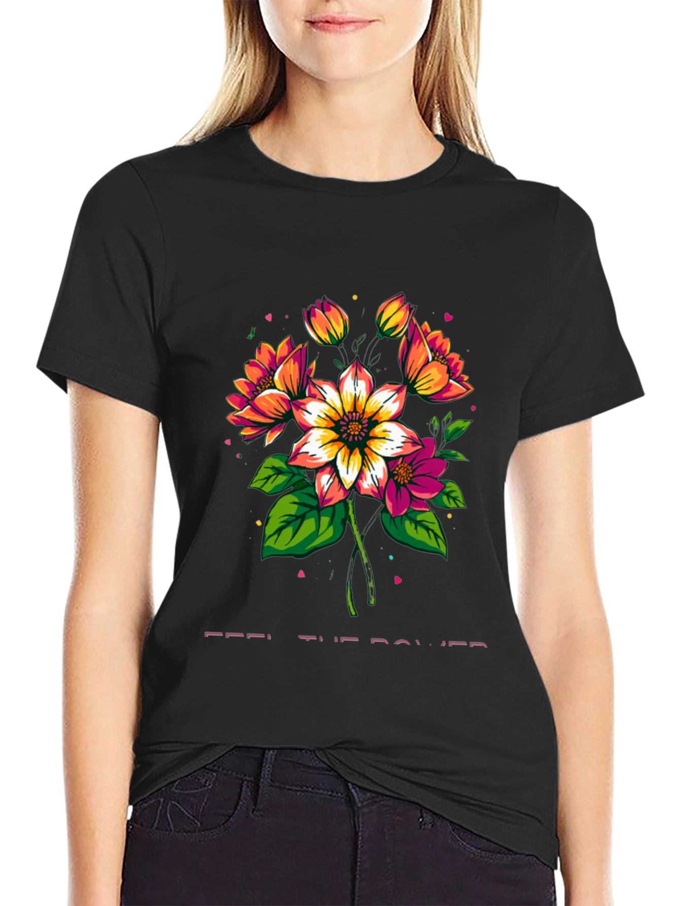 Floral Power Tee - Artistic Graphic Print