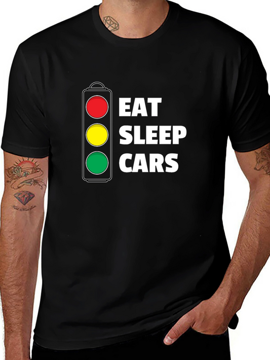 Eat Sleep Cars Graphic Tee - Black