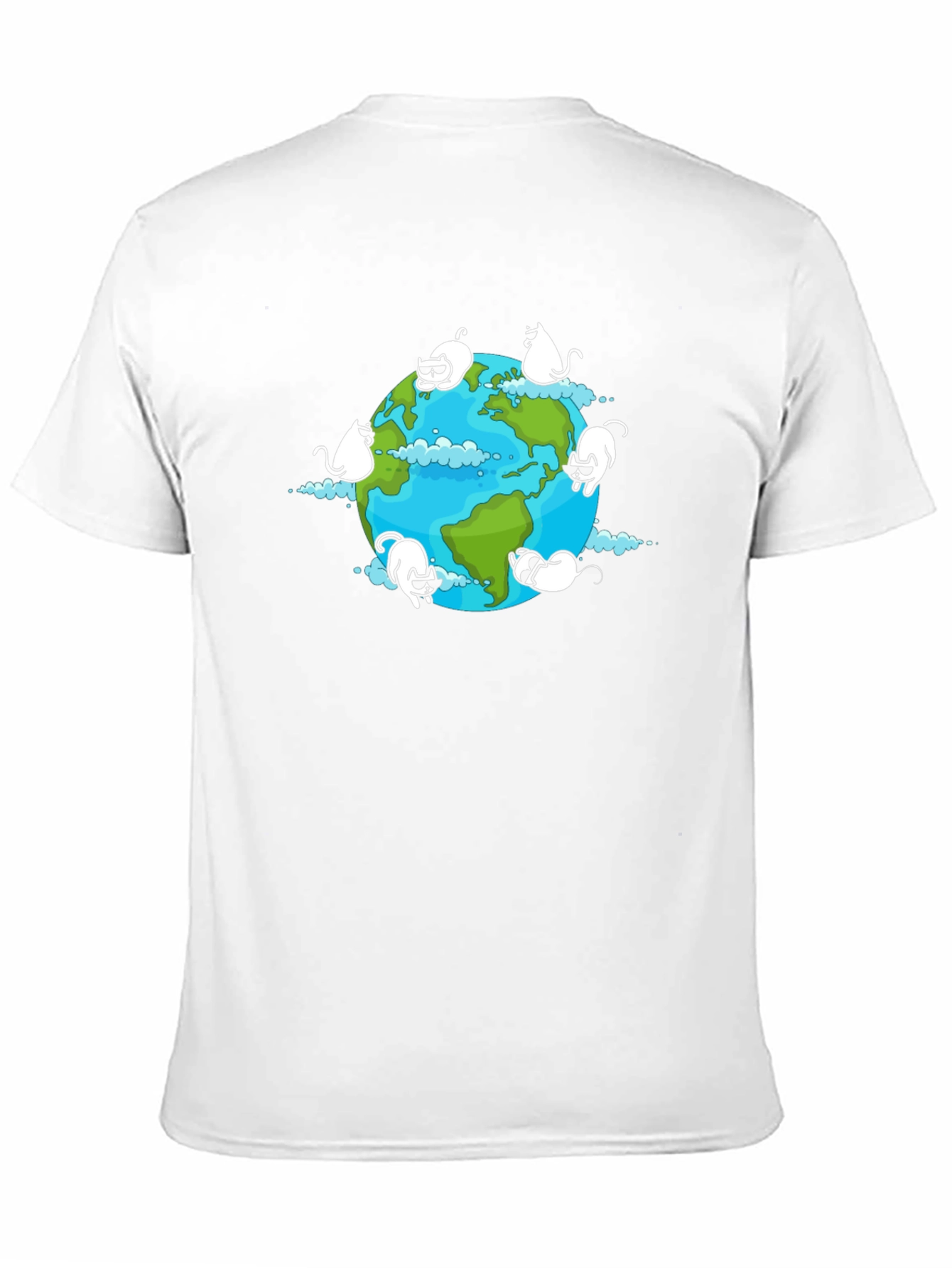 Cat Earth Graphic Black T-Shirt