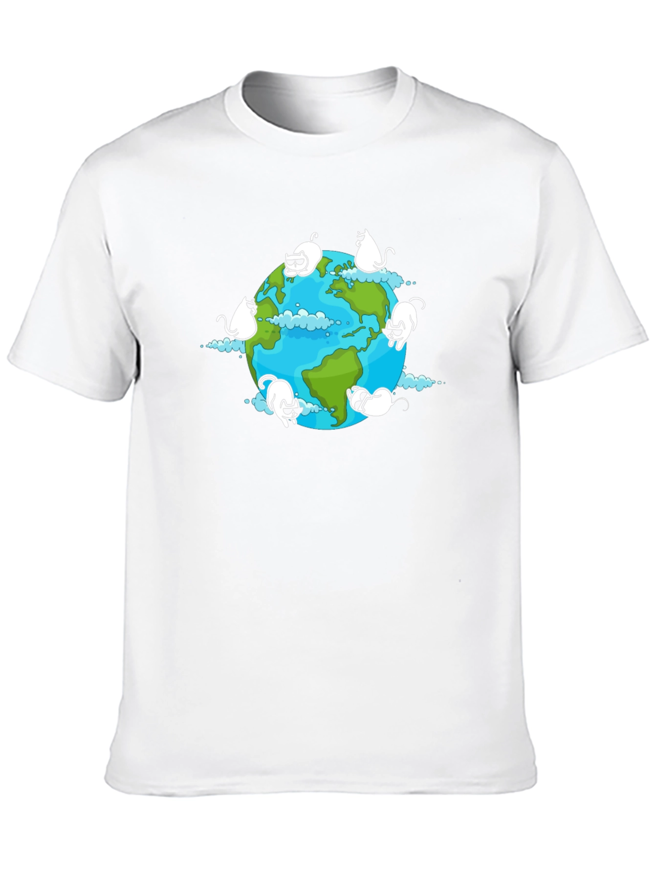 Cat Earth Graphic Black T-Shirt