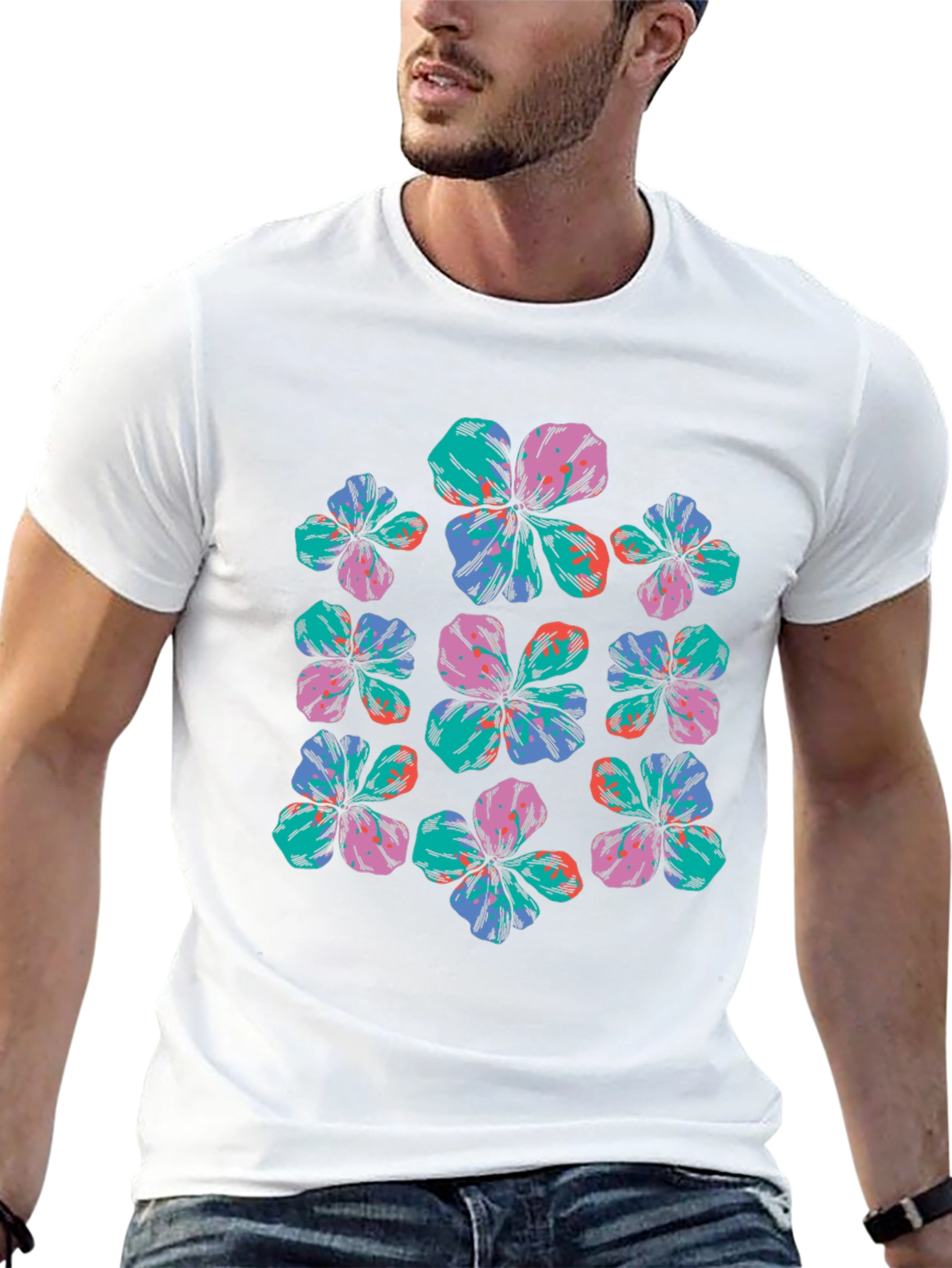 Floral Print Black T-Shirt