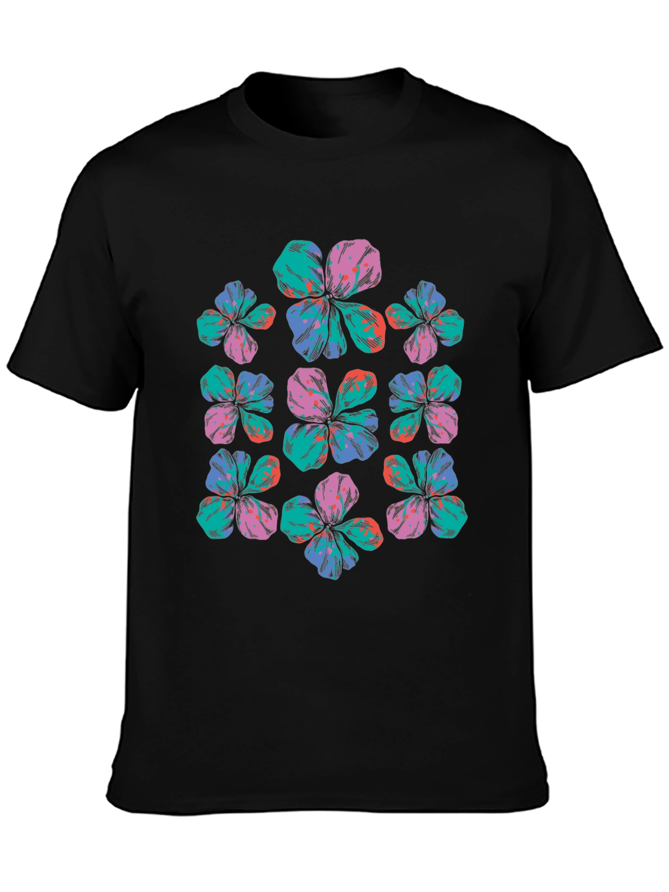 Floral Print Black T-Shirt