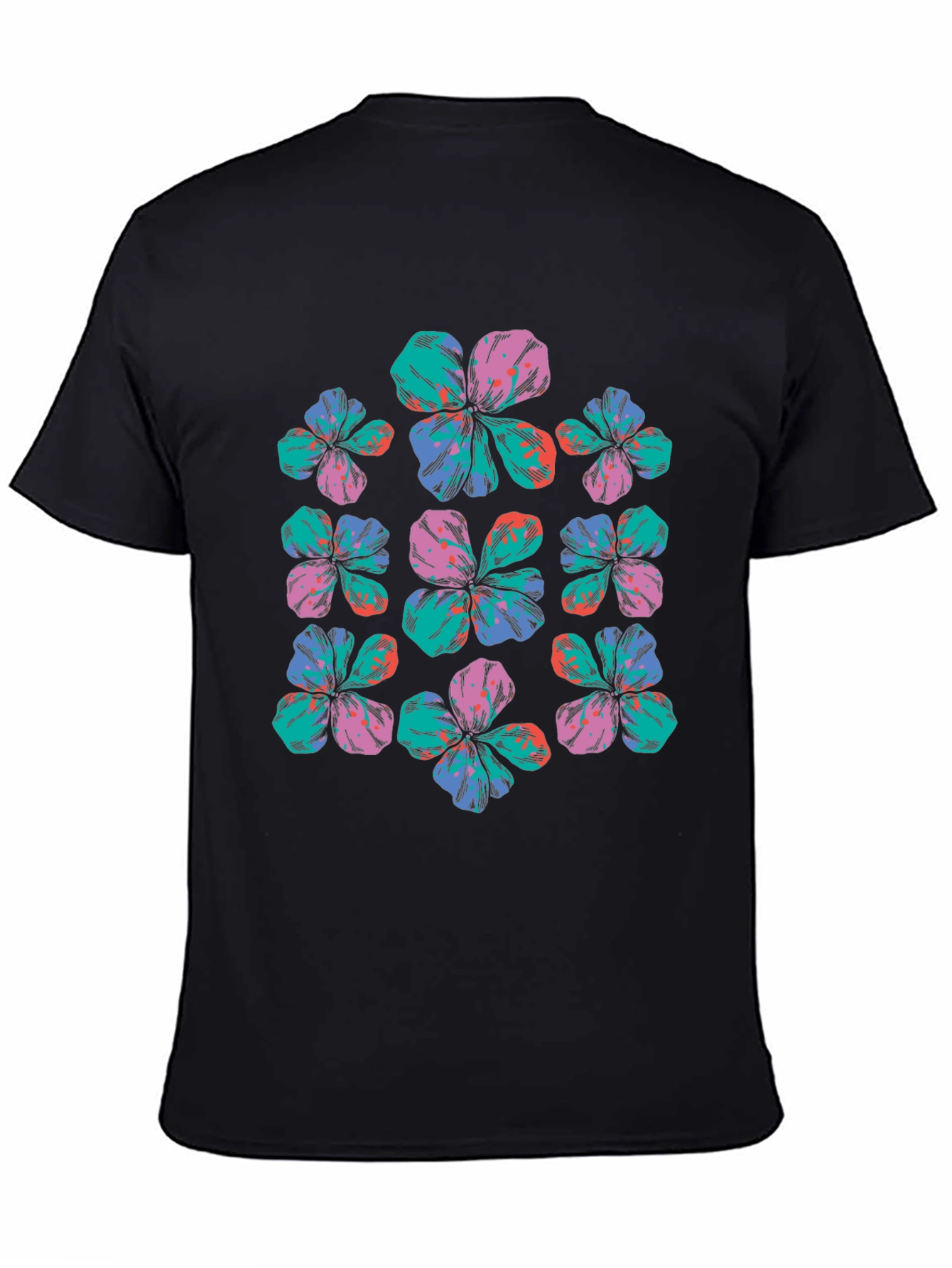 Floral Print Black T-Shirt
