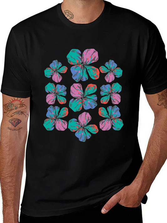 Floral Print Black T-Shirt