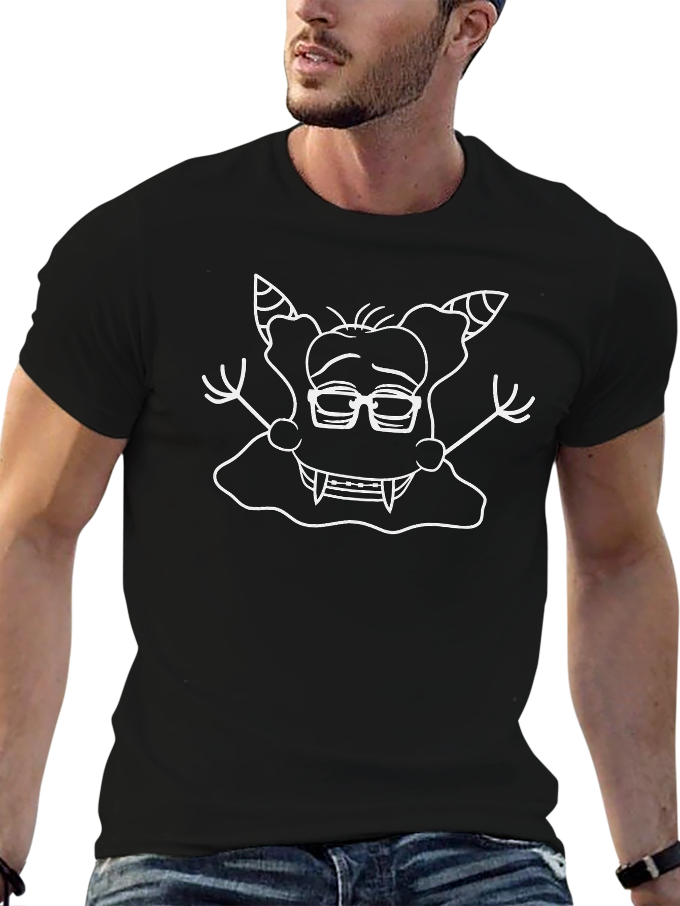 Geeky Monster Graphic Tee - Black Cotton