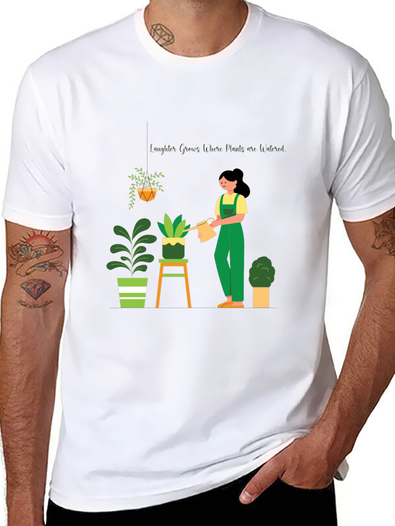 Plant Lovers T-Shirt: Laughter Grows Where Plants Are Watered