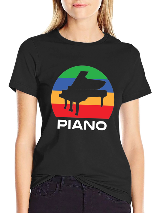 Piano Sunset T-Shirt - Retro Music Lover Tee