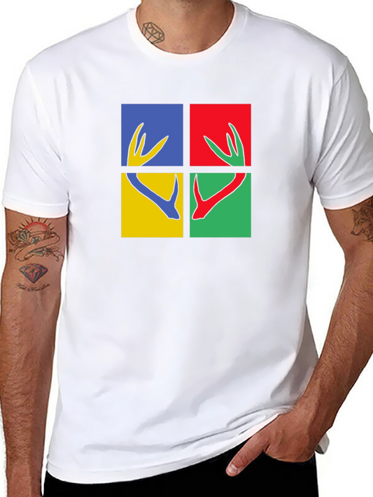 Modern Graphic Tee - Antler Pop Art Design