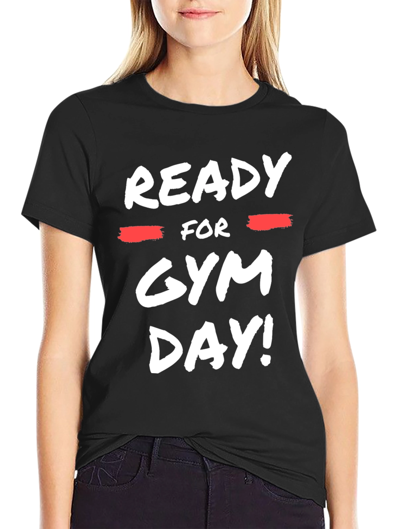 Ready For Gym Day! Black Graphic T-Shirt