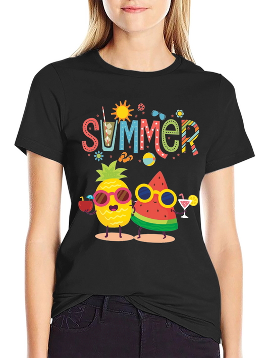 Summer Fruit Graphic Tee - Tropical Vacation Vibe