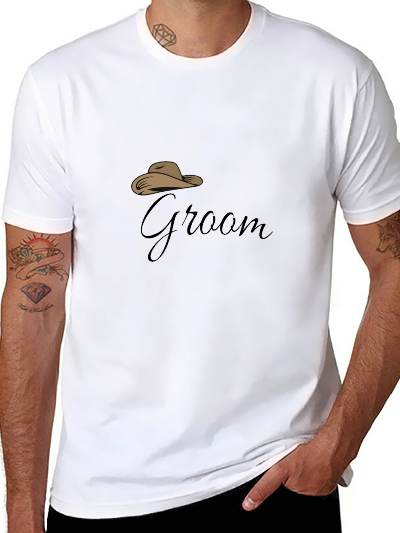 Groom Cowboy Hat Graphic Black T-Shirt