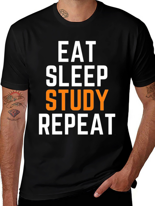 Eat Sleep Study Repeat Black T-Shirt