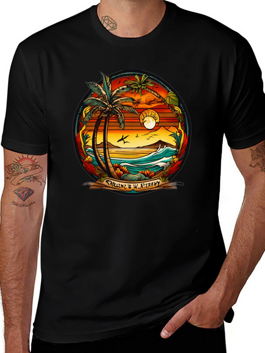 Tropical Sunset Graphic Tee - Island Vibes