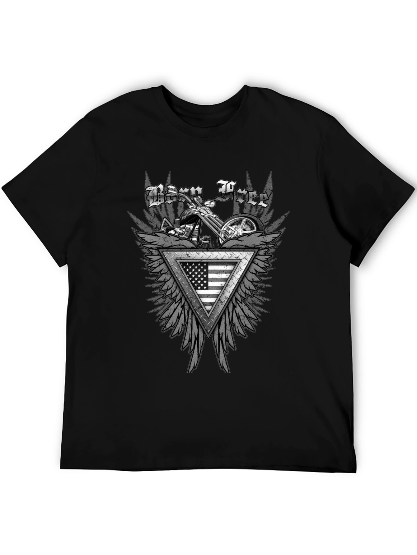 Born Free Motorcycle USA Flag Graphic T-Shirt
